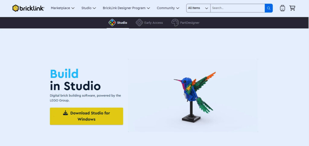 Digital LEGO model being built in Studio software