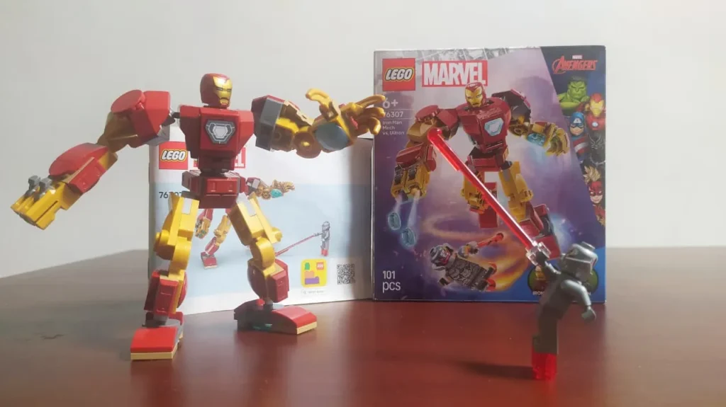 LEGO Marvel Iron Man Mech vs. Ultron 76307 set with Iron Man mech and Ultron minifigure (2025 release