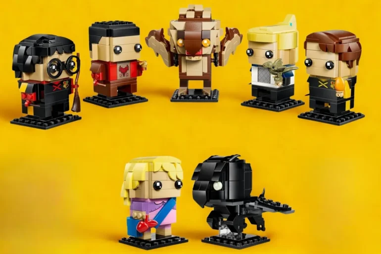 1. Image of LEGO Harry Potter BrickHeadz The Goblet of Fire set 40791 including Harry Potter, Cedric Diggory, Viktor Krum, Fleur Delacour, and Hungarian Horntail dragon