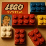 Vintage LEGO bricks and original LEGO System packaging highlighting the early history of LEGO bricks, showcasing the evolution and educational value of classic LEGO design
